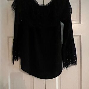 Elegant Black Lace Sleeve Top with Bell sleeves